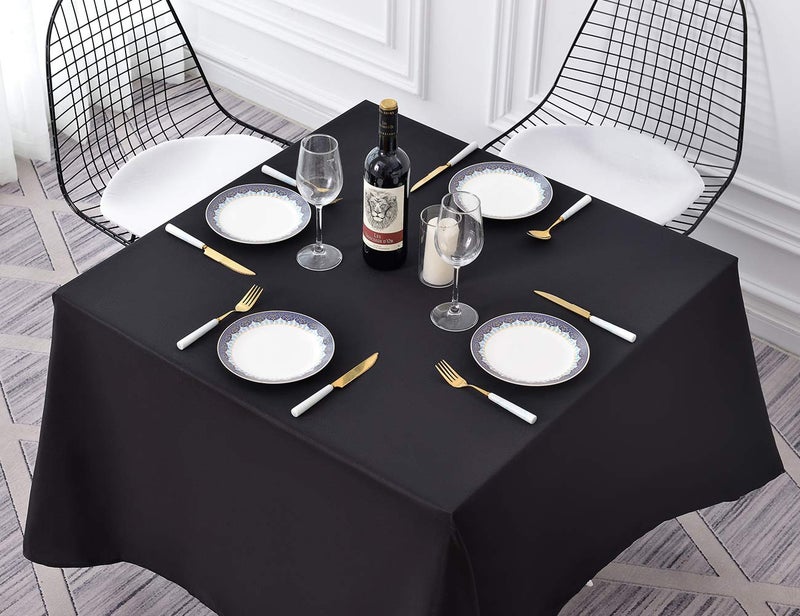 Surmente Black Square Tablecloth-70x70 Inch Table Cloth for Small Square Tables,Washable Polyester Table Cover for Weddings, Banquets, or Restaurants - Image 5